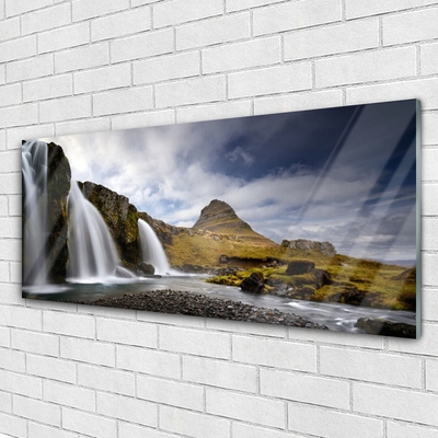 Plexiglas® Wall Art Waterfall mountains landscape grey white