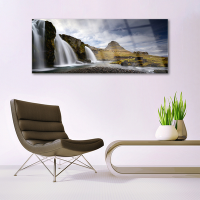 Plexiglas® Wall Art Waterfall mountains landscape grey white