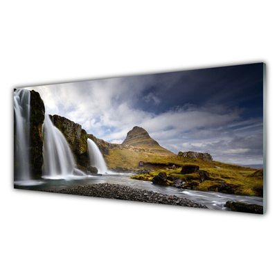 Plexiglas® Wall Art Waterfall mountains landscape grey white