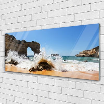 Plexiglas® Wall Art Beach sea landscape brown white yellow