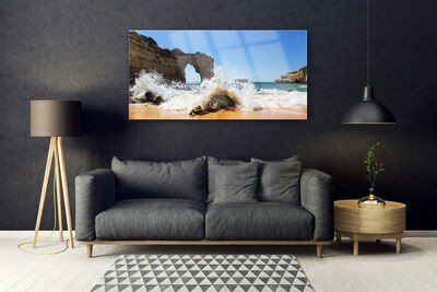 Plexiglas® Wall Art Beach sea landscape brown white yellow