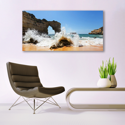 Plexiglas® Wall Art Beach sea landscape brown white yellow