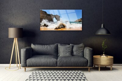 Plexiglas® Wall Art Beach sea landscape brown white yellow