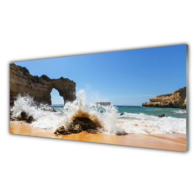 Plexiglas® Wall Art Beach sea landscape brown white yellow