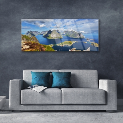 Plexiglas® Wall Art Bay rocks landscape blue grey green