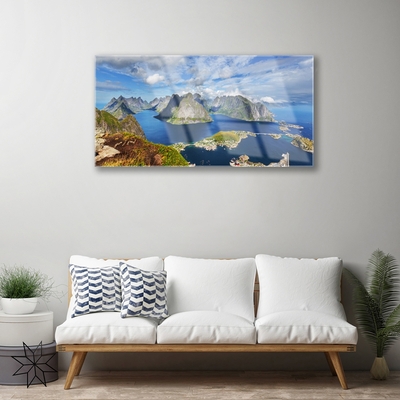 Plexiglas® Wall Art Bay rocks landscape blue grey green