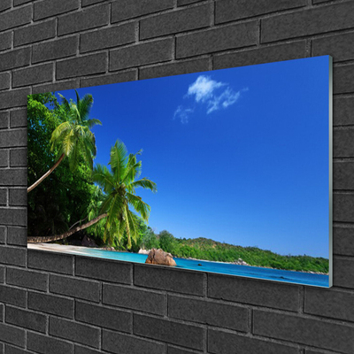 Plexiglas® Wall Art Palm trees landscape brown green