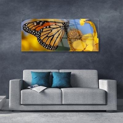 Plexiglas® Wall Art Butterfly flower nature black white yellow