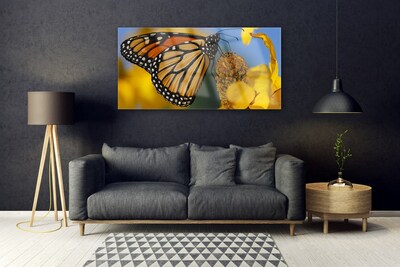 Plexiglas® Wall Art Butterfly flower nature black white yellow