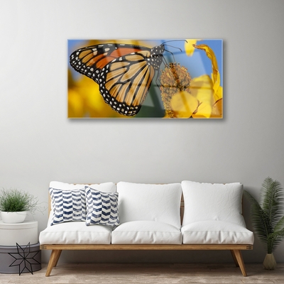 Plexiglas® Wall Art Butterfly flower nature black white yellow