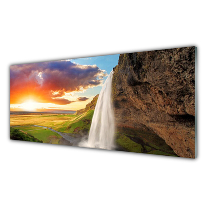 Plexiglas® Wall Art Waterfall sun landscape white yellow