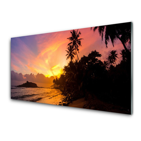 Plexiglas® Wall Art Sea sun landscape yellow black