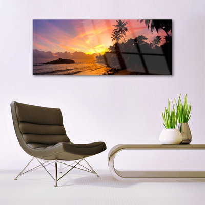 Plexiglas® Wall Art Sea sun landscape yellow black