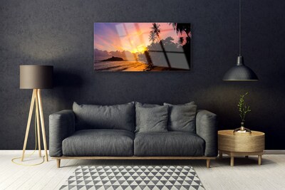 Plexiglas® Wall Art Sea sun landscape yellow black