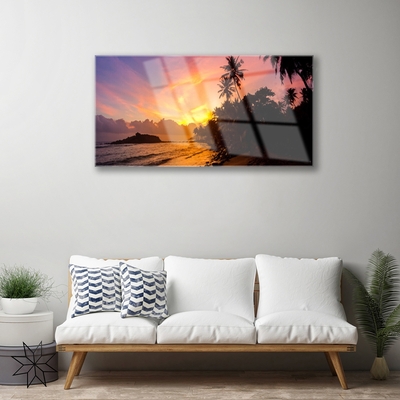 Plexiglas® Wall Art Sea sun landscape yellow black