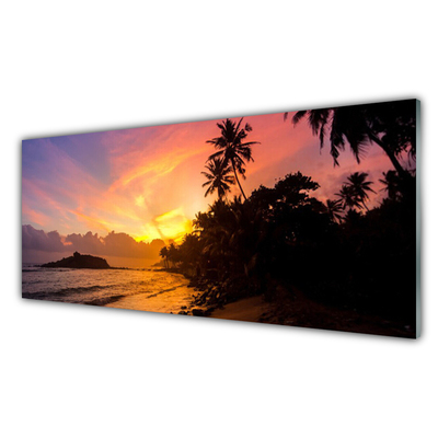 Plexiglas® Wall Art Sea sun landscape yellow black