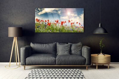 Plexiglas® Wall Art Meadow flowers nature green red purple white