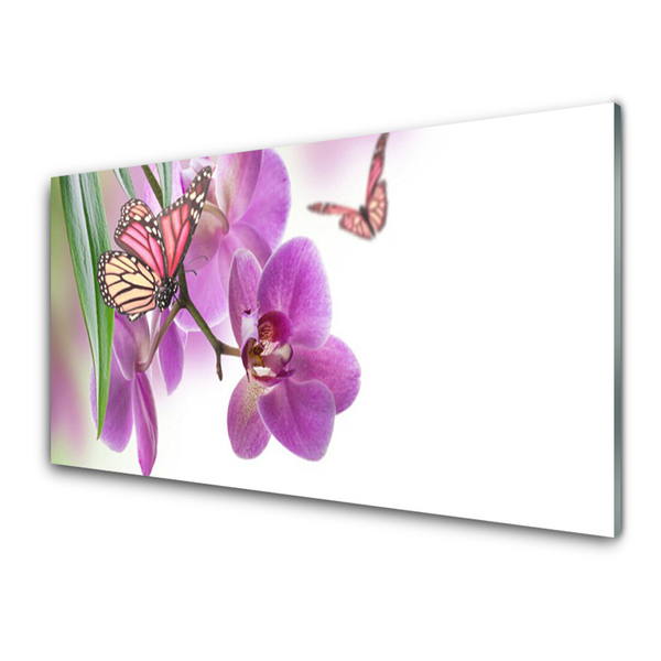 Plexiglas® Wall Art Butterflies flowers nature yellow pink grey