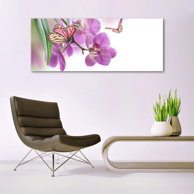 Plexiglas® Wall Art Butterflies flowers nature yellow pink grey