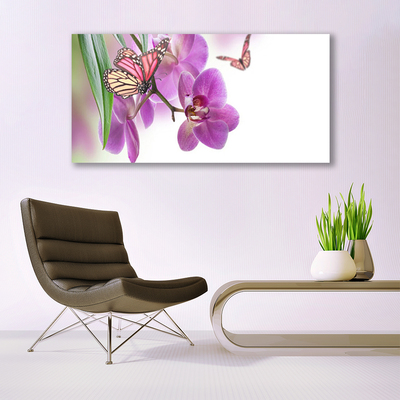 Plexiglas® Wall Art Butterflies flowers nature yellow pink grey