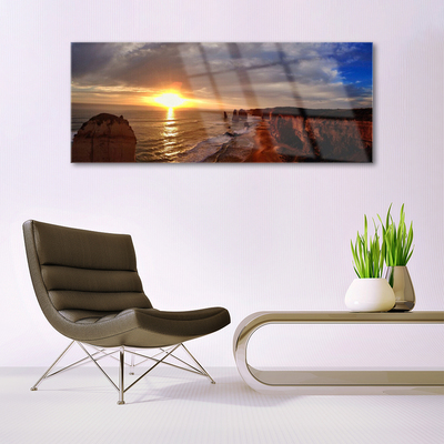 Plexiglas® Wall Art Sea sun landscape yellow green