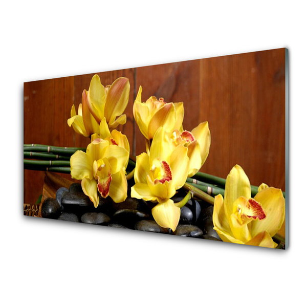Plexiglas® Wall Art Flower stones floral yellow black