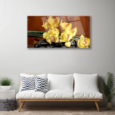 Plexiglas® Wall Art Flower stones floral yellow black