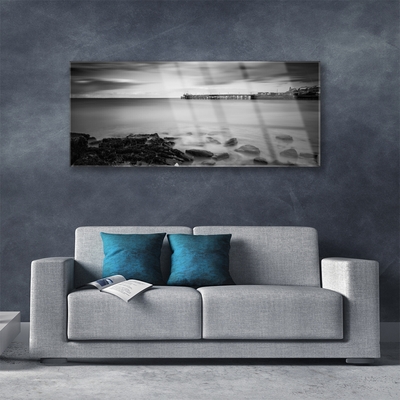 Plexiglas® Wall Art Sea stones landscape grey