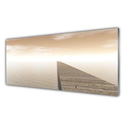 Plexiglas® Wall Art Sea jetty architecture brown grey