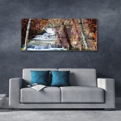 Plexiglas® Wall Art Waterfall forest nature white brown