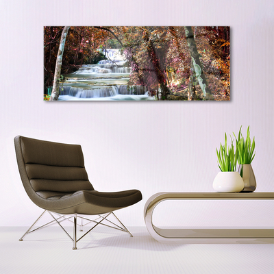 Plexiglas® Wall Art Waterfall forest nature white brown