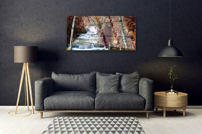 Plexiglas® Wall Art Waterfall forest nature white brown