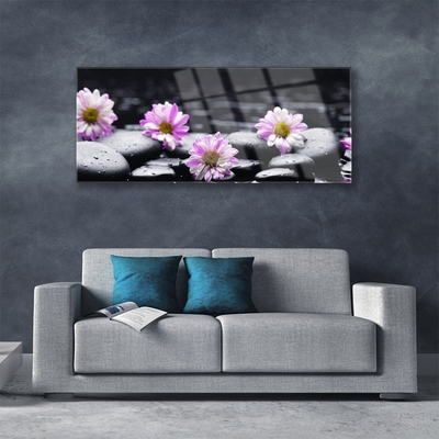 Plexiglas® Wall Art Flower stones floral pink white black