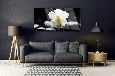 Plexiglas® Wall Art Flower stones floral white black