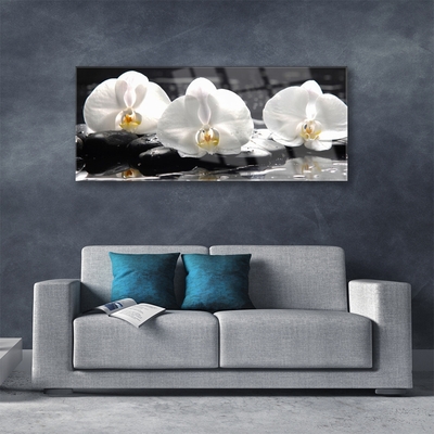 Plexiglas® Wall Art Flower stones floral white black