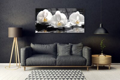 Plexiglas® Wall Art Flower stones floral white black