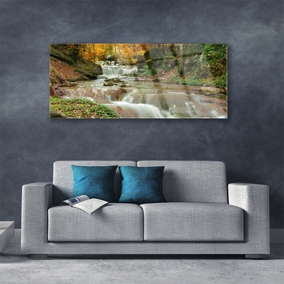 Plexiglas® Wall Art Waterfall forest nature brown green