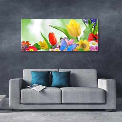 Plexiglas® Wall Art Butterfly flowers nature multi