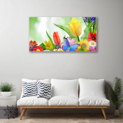 Plexiglas® Wall Art Butterfly flowers nature multi