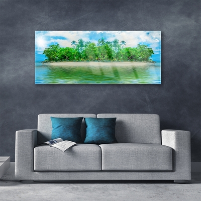 Plexiglas® Wall Art Sea island landscape blue brown green