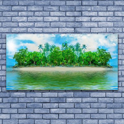 Plexiglas® Wall Art Sea island landscape blue brown green