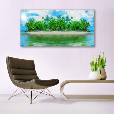 Plexiglas® Wall Art Sea island landscape blue brown green