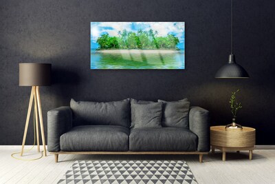 Plexiglas® Wall Art Sea island landscape blue brown green