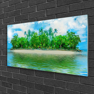 Plexiglas® Wall Art Sea island landscape blue brown green