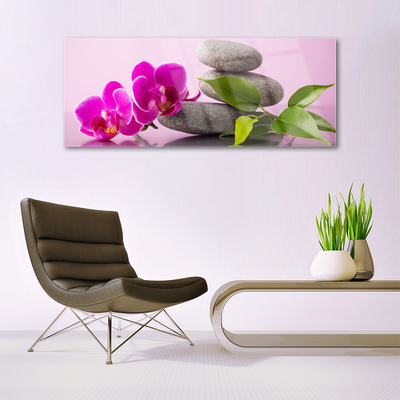 Plexiglas® Wall Art Flower stones floral pink grey