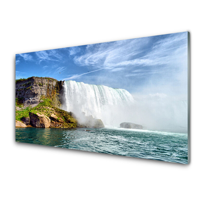 Plexiglas® Wall Art Waterfall sea nature white blue