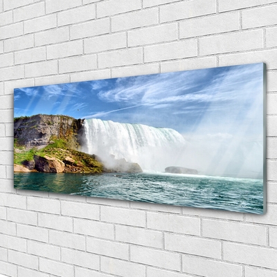 Plexiglas® Wall Art Waterfall sea nature white blue