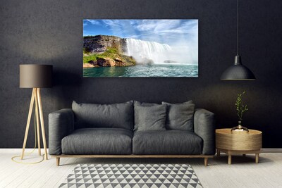 Plexiglas® Wall Art Waterfall sea nature white blue