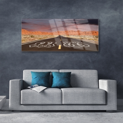 Plexiglas® Wall Art Road landscape black white