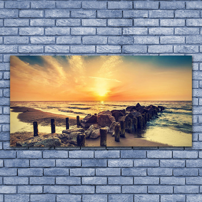 Plexiglas® Wall Art Beach stones sea landscape brown yellow grey